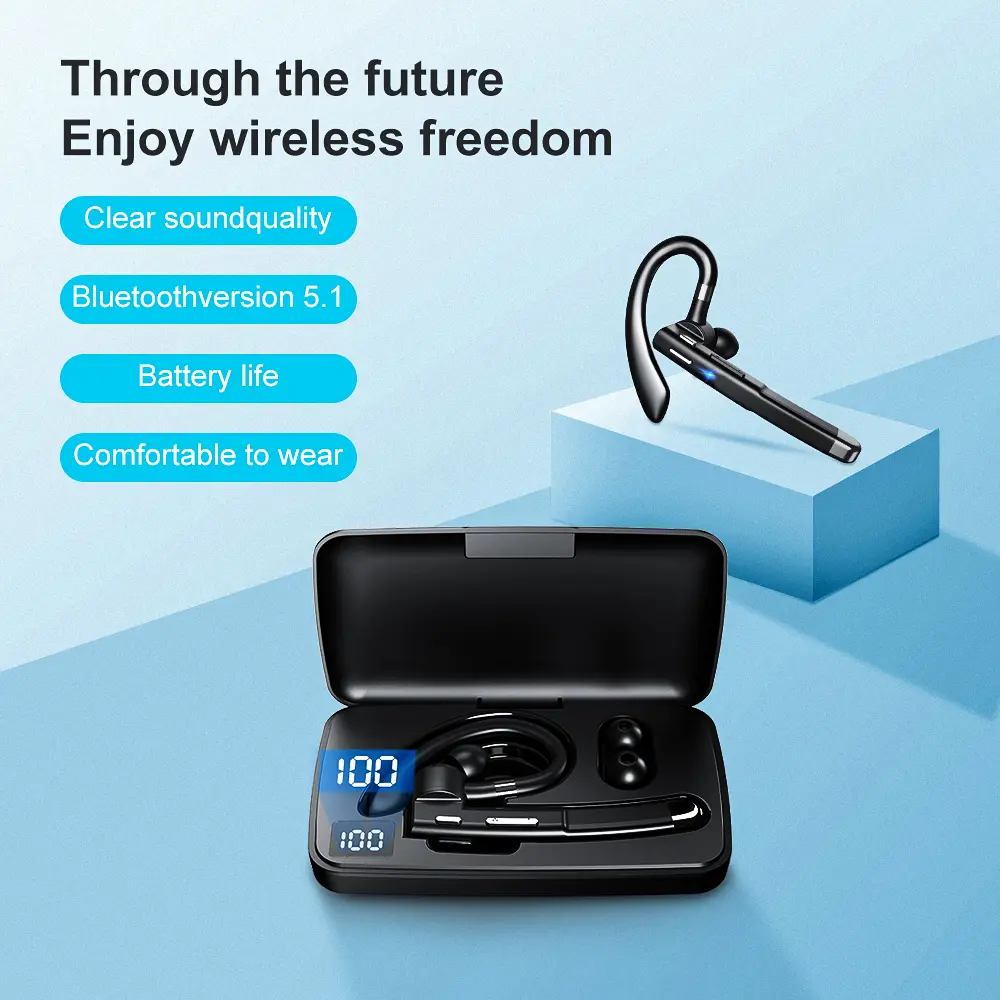 Adaptive Active  noise cancellation function 2026 audio wireless earbuds,Bluetooth 5.1 Headphones，40H, LED, for Sports Running Gym Workout, Black