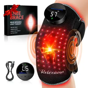 Best Gift for Parents: Heated Knee Brace with Vibration Massage & Red Light Therapy | Wireless Rechargeable Cordless Device for Knee/Joint/Elbow/Shoulder Pain Relief & Faster Recovery Black
