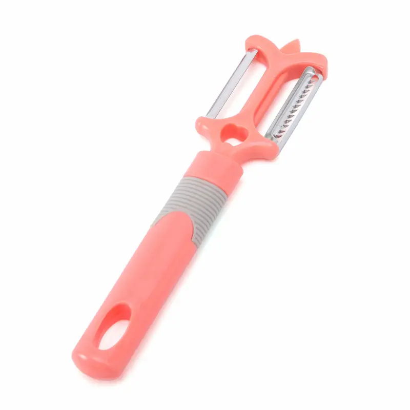 Rumilife Multifunction Peeler-Red Dual-Blade Vegetable Peeler - Ergonomic Handle Fruit & Veggie Peeler with Serrated & Smooth Blades