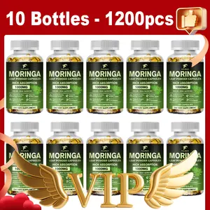 Pure Organic Moringa Oil Leaf Powder Capsules 1000mg, Immune System & Energy Booster, Skin, Gut Health, Immune  - Vegetarian Supplements for Healthy Capsules - 10 Bottles