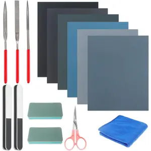 15 count  Casting Tools Set - Include Sand Papers, Polishing Blocks, Polishing Cloth, Round File, Semicircular File, Flat File and  for Polishing Epoxy   Making Supplies