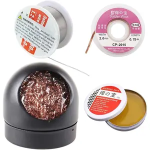 4-in-1 welding tool set, soldering iron tip cleaner + 0.6mm solder wire (1.76 oz / 50 g) + Rosin Solder Flux Paste (0.35 oz / 10 g), no-clean soldering core (2.0mm, 29.5 inches)