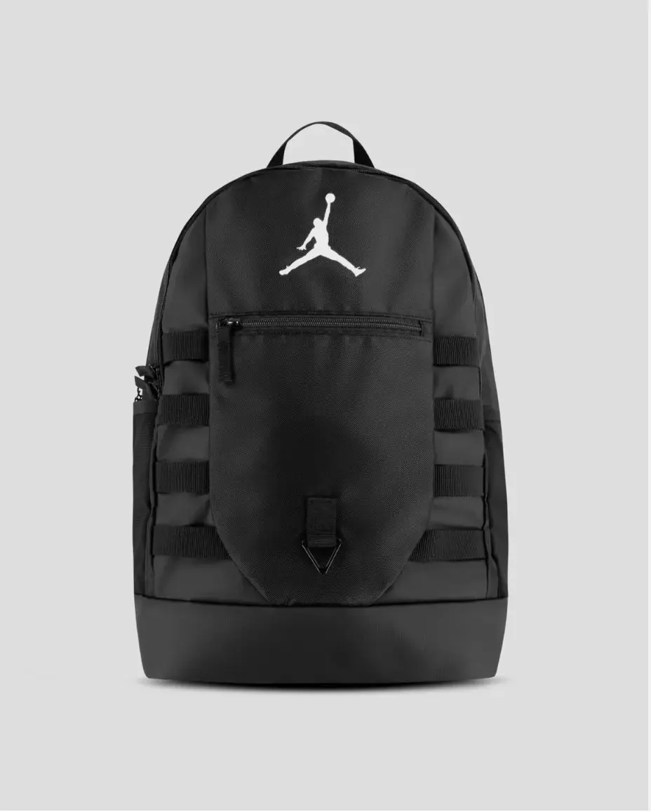 Nike Jordan Sport Backpack 9A0692-023 Black Backpack Durable Zip Carry Bag Adjustable Shoulder Straps Spacious Main Compartment Front Storage Pocket Everyday Carry Pack for School, Travel, Training, Gym, Work and Personal Essentials