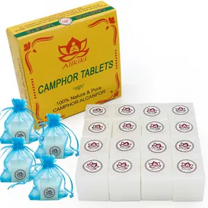 Alikiki Natural Camphor Blocks 300 Grams 64 Tablets Pure Camphor Tablets Cubes for Aromatherapy & Puja Alcanfor en Bloques