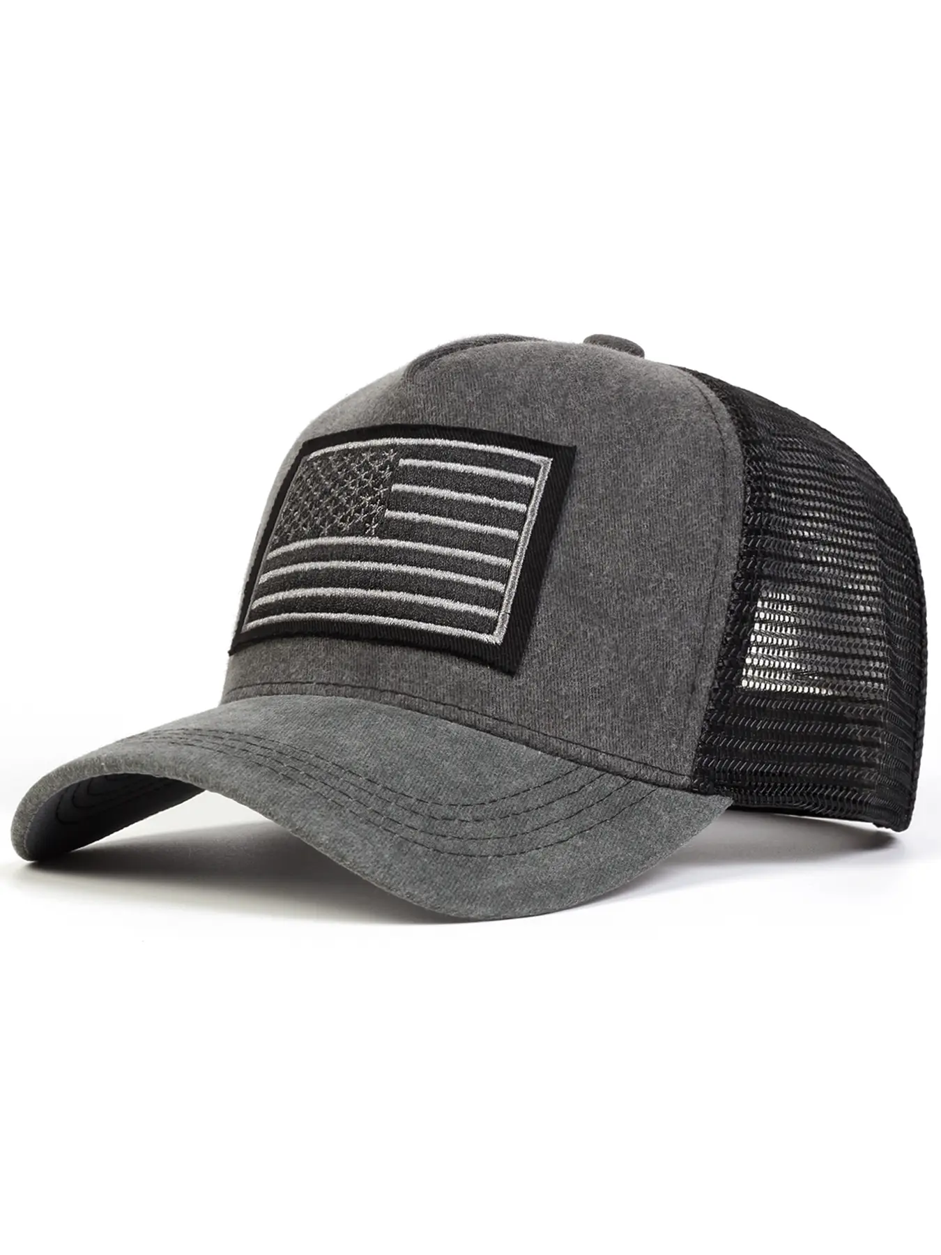 Unisex American Flag Washed Mesh Baseball Cap, Adjustable Sun Protection Hat for Outdoor Travel Beach Vacation, Casual Fitted Style, Outdoor Hats, Adjustable Caps