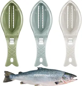 3 Pcs Fish Scale Remover Set Small Plastic Fish Skin Remover Tool Fast Cleaning Peeler Scaler Scraper Graters for Easy Kitchen Cleaning Tool(Light Colors)