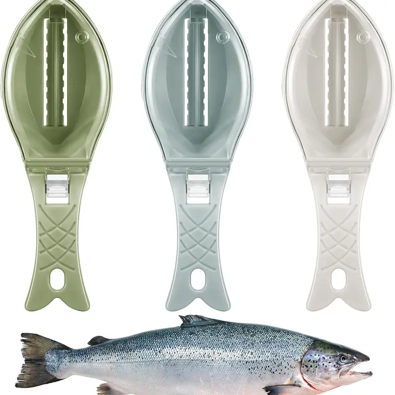 3 Pcs Fish Scale Remover Set Small Plastic Fish Skin Remover Tool Fast Cleaning Peeler Scaler Scraper Graters for Easy Kitchen Cleaning Tool(Light Colors)