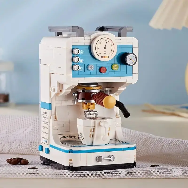 663pcs/set Coffee Maker Building Blocks, Fun Miniature Coffee Machine Building Blocks, Creative Blocks Building Toys For Kids
