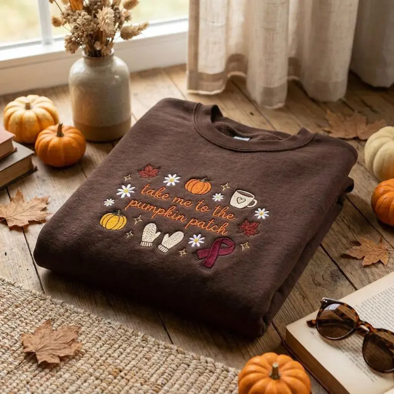 Embroidered Take Me To The Pumpkin Patch Sweatshirt, Fall Cute, Take Me To The Pumpkin Patch, Autumn Pumpkin Shirt, Cozy Fall Sweater