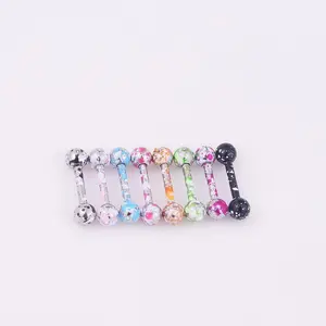 8 Colors Lacquered Stainless Steel Ball Barbell Ring Ear Bone Stud Ear Piercing Body Piercing Jewelry