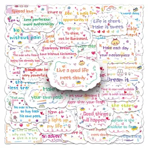 Motivational English Sentence Series Sticker, 50pcs/set Self Adhesive Decorative Sticker, DIY Decals for Water Bottle, Laptop, Phone Case, Cover