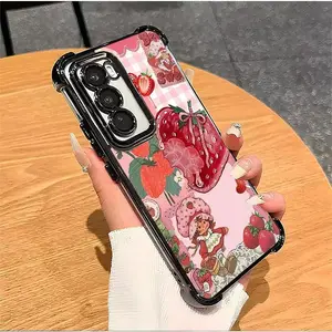 Strawberry Shortcake Pattern Phone Case, Soft Silicone, Fully Protected and Shock proof for Samsung Galaxy 21 22 23 24 25 ULTRA FE Plus Pink Girl