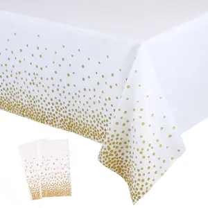 2 Pack White and  Tablecloth Disposable  Tables Tablecloths for Rectangle 54" x 108" Plastic Tablecloth Party Table Covers for Birthday Thanksgiving Christmas Wedding Outdoor BBQ (White)