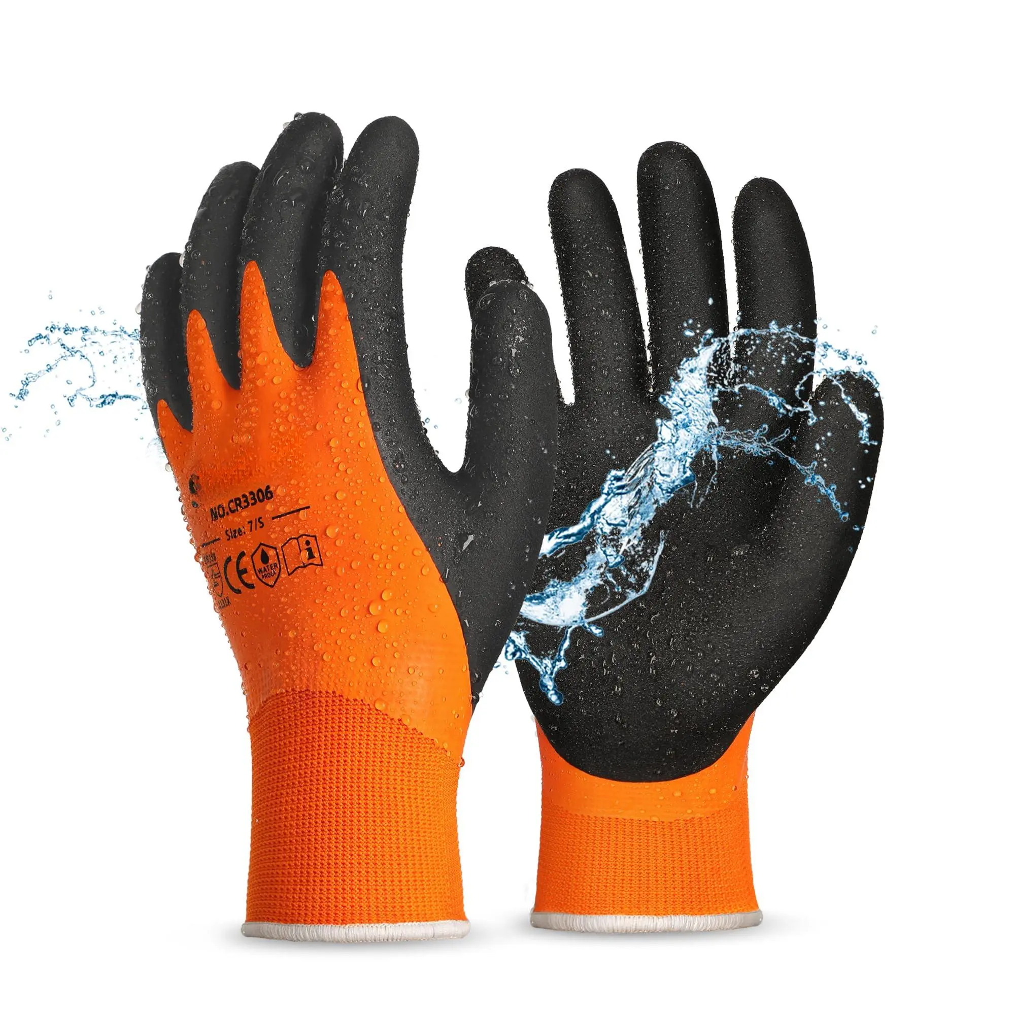 2 Pairs Waterproof Work Gloves For Men And Women Cr3306  Gardening With Double Latex Coated Non-slip Working Garden Outdoor Construction Car Fish Cleaning Xl