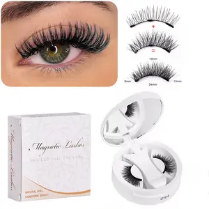 Reusable self-adhesive magnetic eyelashes, one-piece thick false eyelashes, soft black band, portable & easy to apply, no glue needed, natural & realistic eyelashes, Makeup, Cosmetic