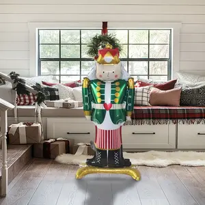 Christmas Nutcracker Balloon 3D Stand-Up Giant Decoration - Festive Aluminium Film Inflatable for Holiday Decor, Party Accessories, 14+ Age Group, 1 Pc Pack