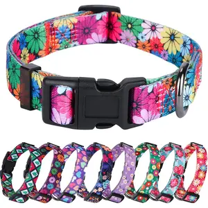 Rhea Rose Dog Collar for Small Dogs Floral Pattern for Girl Boy Dogs Small Rhea Rose