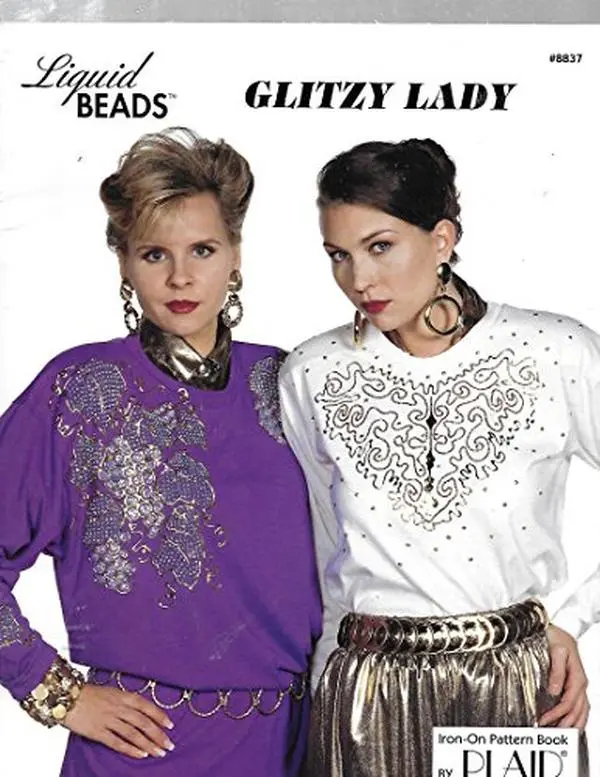 USED-Liquid Beads Glitzy Lady Pamphlet – 1993 - Iron-on Pattern Book by Plaid (Unknown)