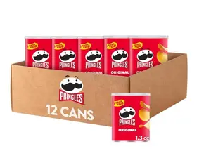 Pringles Potato Crisps Chips, Lunch Snacks, Office and Kids Snacks, Grab N' Go, Original (12 Cans)
