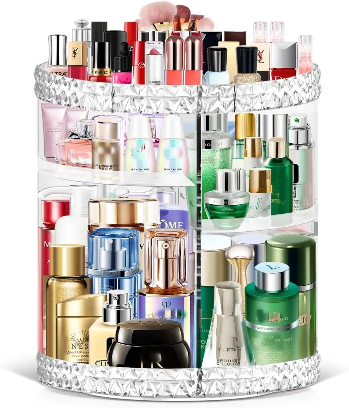 360 Rotating Makeup Organizer, Cosmetics Organizer Makeup Spinning Organizer Clear 6 Large Capacity Acrylic Skincare Organizers for or Bedroom Dresser
