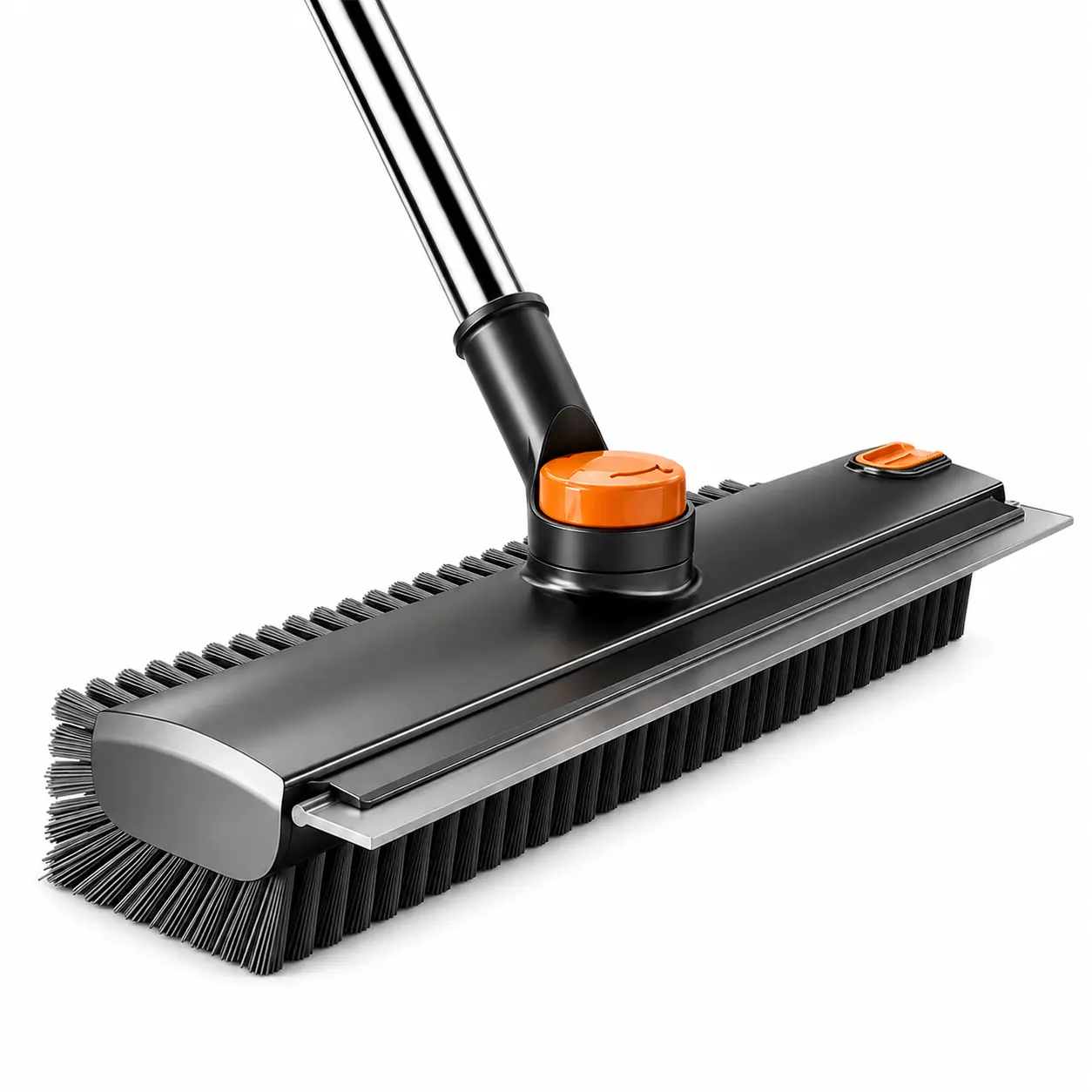 2-in-1 Rotatable Scraper Broom - Long-Handled Heavy-Duty Home Cleaning Tool, Ergonomic Handle, Thick Bristles for Hard Surfaces, Cleaning Tools for Housekeeping (Tile, Bathtub, Hard-to-Reach Corners)