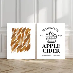 2pcs Rustic Charm Wall Art, Classic Design Poster, Harvest Festival Art Prints, Warm Tones Home Decor, Modern Wall Paintings, Minimalist Canvas Posters Wall Arts, Decor for Living Room, Restaurant, Kitchen, Bedroom, Housewarming Gift, With Frame