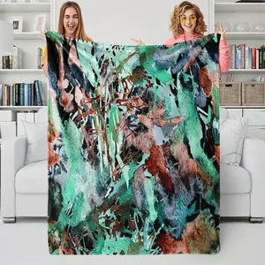 Abstract Printed Flannel Sofa Blanket With Abstract Watercolor Painting For Sofa, Bedroom and Travel, Soft and Comfortable For All Seasons