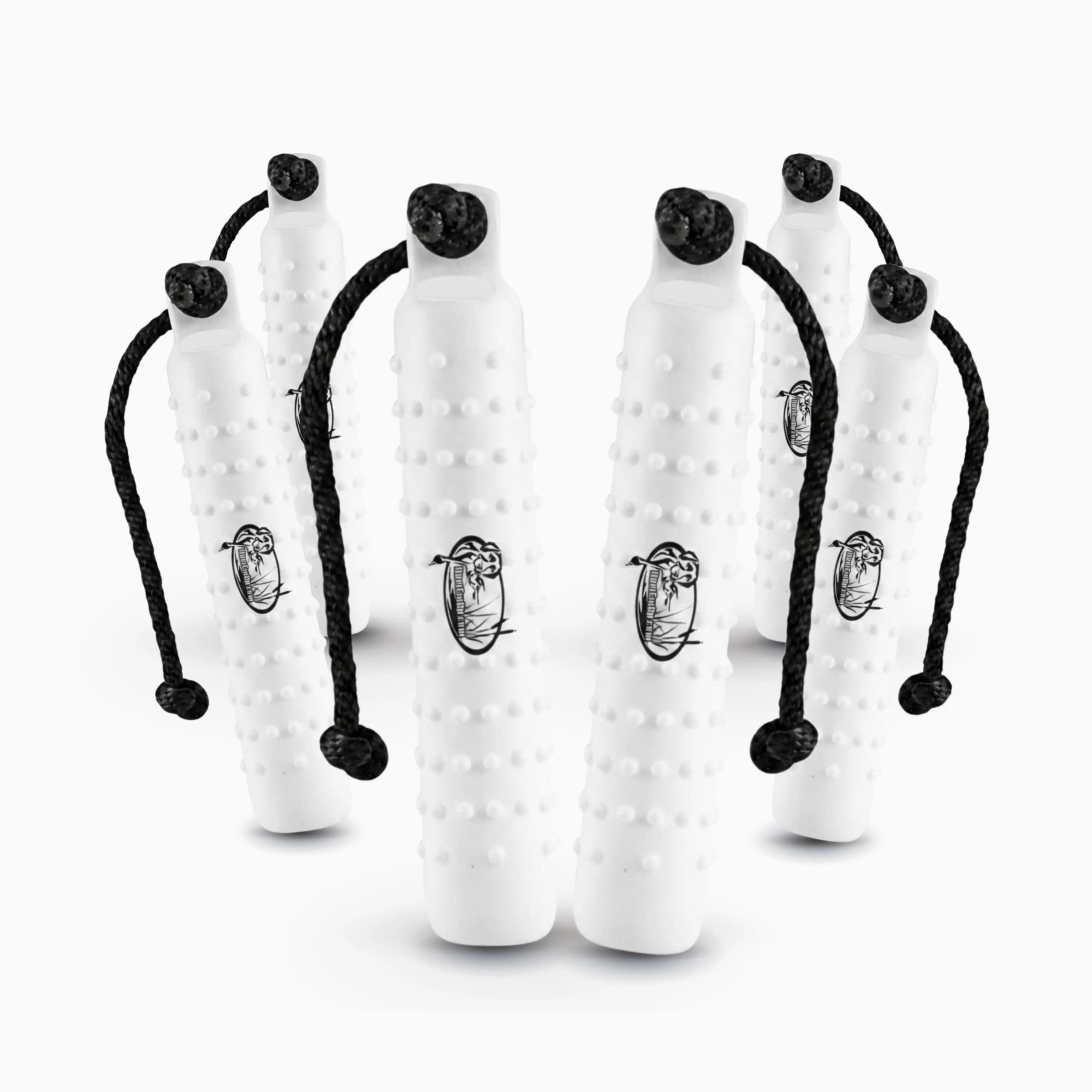 HuntEmUp Standard 2-Inch White Dog Training Bumpers with Throw Rope and Air Valve – 6 Pack