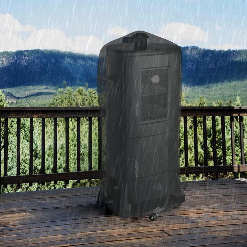 MBY Vertical Propane Smoker set with Cover, BBQ Smoker Grill, Three Removable Smoking Shelves, Temperature Control, Alloy Steel