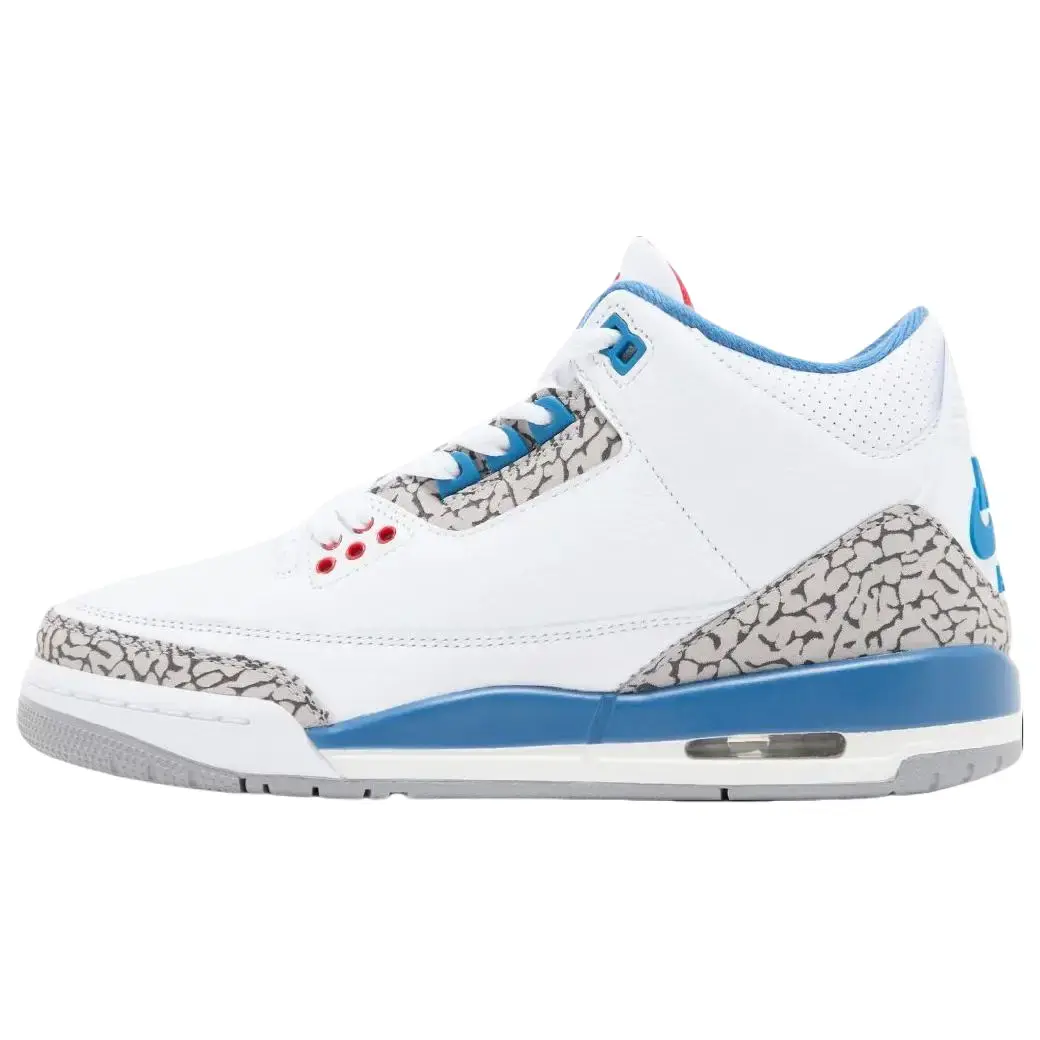 NIKE Air Jordan 3 'True Blue' 2026, Men's Athletic Sneaker for Sports & Outdoor Activities, Iconic Look, Leather Upper, True Blue 3'S, Elephant Print, Rubber, Animal Print