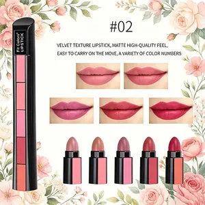 Fit Colors 5-in-1 Matte Velvet Lipstick Set, Multi Shades Nude to Rose, Portable Long-Lasting Lip Color Kit for Daily & Party Looks
