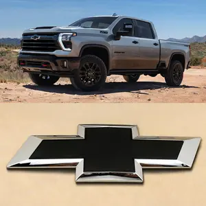 2020–2026 Chevy Silverado 2500HD 3500HD Grille Bowtie 3D Emblem Badge, Chrome/Gloss Black 1-Pack