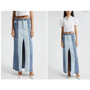 Alice & Olivia Rye Low Rise Two Tone Skirt Slit NWT $375 Size 26