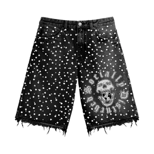BLACK RHINESTONE JORTS