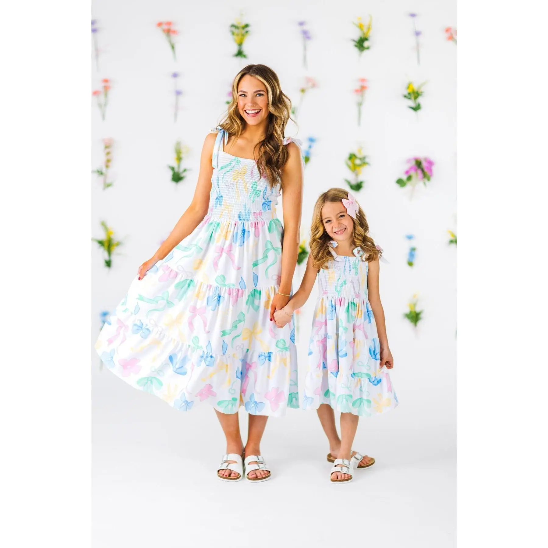 Mom & Me - Pastel Bows Ruffle Dress Mom & Me - Pastel Bows Ruffle Dress