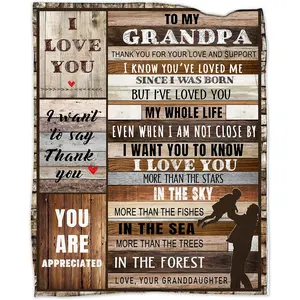 Grandpa Gifts, Gifts for Grandpa, Grandpas Blanket 50"x60", Grandpas Birthday Gift from Granddaughter, Soft Cozy Flannel Throw Blanket Christmas for Grandfather Fathers Day, Printed on One Side with a Plain White Back, Halloween Thanksgiving Christmas Gif