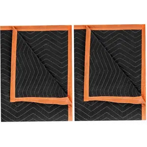 Large 80*72in Heavy Duty Moving Blankets 2Pack Black Quilted Padded Furniture Pads for Moving Shipping Packing Wrapping