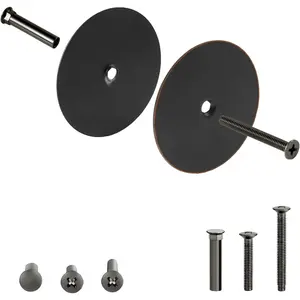 1 Pack 2 5/8" Diameter Round Door Hole Cover Plate, Oil Rubbed Bronze Deadbolt Door Knob Hole Filler Plate with 1" & 1.5" Screws, Door Reinforcer for Home Security