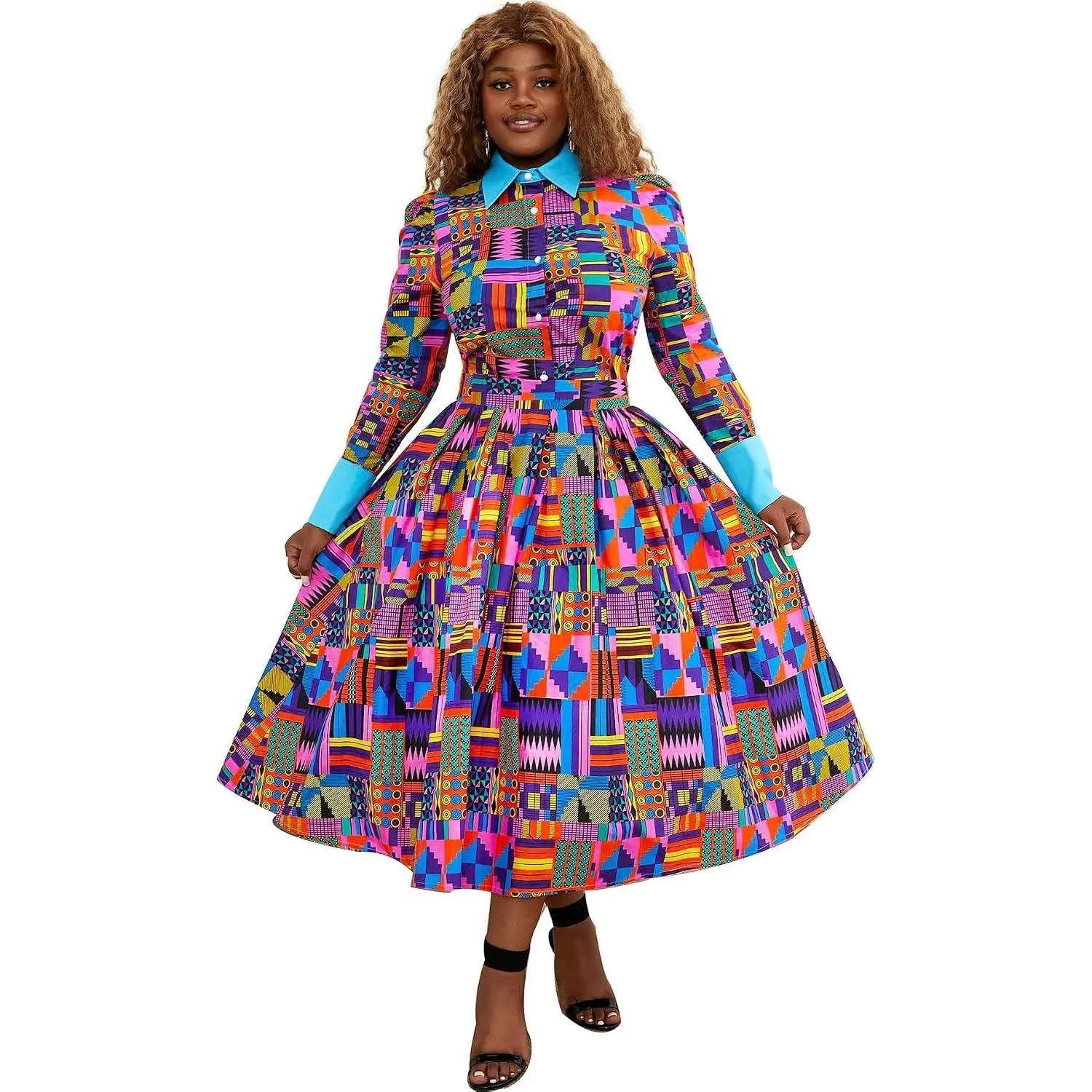 Women's Elegant Ankara 2-Piece African Print Skirt & Blouse Suit Set - Loose-Sleeve Lady's Evening Wedding Party Clothing