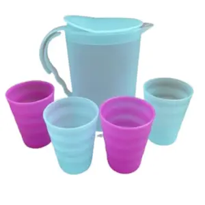 Kids Mini pitcher with 4 Impressions Tumblers Tea Kettle Enamel Tea Kettle