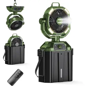 Portable Misting Fan Rechargeable for Hot Weather - 9-inch Oscillating Camping Fan with USB  as Power , 4 Mist Cooler, 7L Bucket for Outdoor/Camping/Patio/Golf (Green)