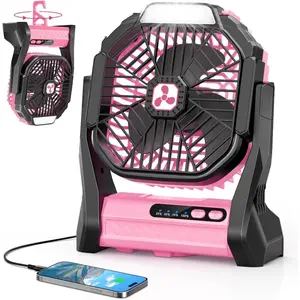 Portable Rechargeable Fan, 20000mAh Cordless Battery Powered Camping Tent Fan with LED Lantern, Small USB C Operated Outdoor Fan for Travel, Camp, Fishing, Office, Home Essentials