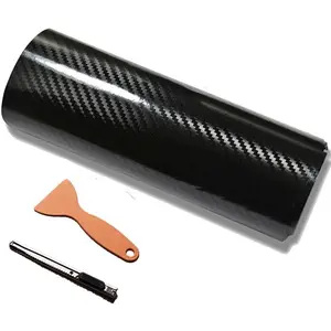 5D High Gloss Black Carbon Fiber Vinyl 12" x 60" / 1 FT x 5 FT Bubble Free Air Release  Wrap Film Automotive DIY Decals with Hand Tools