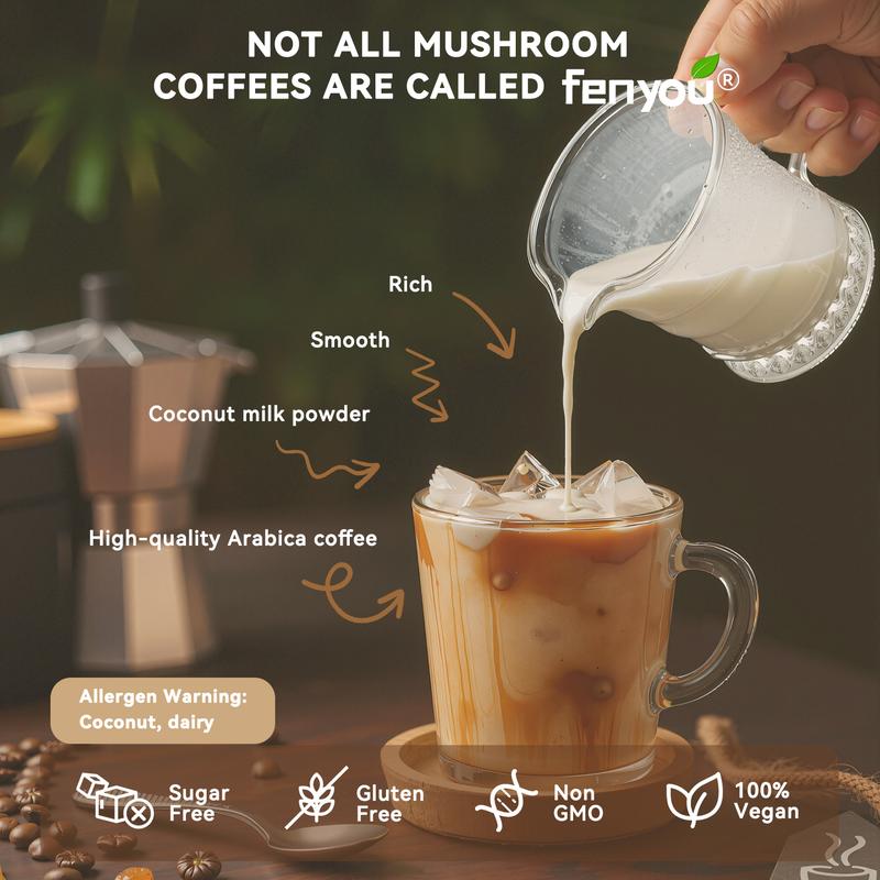 Mushroom Coffee with 6 Adaptogenic Mushrooms and 2 Billion CFUs Lactobacillus plantarum, USA Grown Instant Coffee for Better Energy, Focus, Digestion, Immunity with Cordyceps, Shiitake, Chaga , 30 Servings (180g/6.35oz)