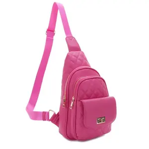 JOYSHOPPY Diamond Quilted Triple Compartment Crossbody Sling Bag