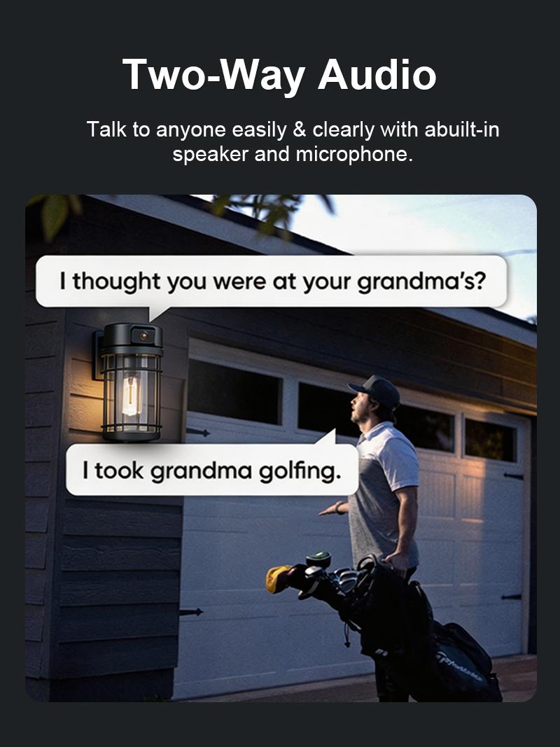 Outdoor Porch Light Security Camera, 2K HD Live View Wi-Fi Human Detection, Pan & Tilt, Two-Way Talk, Cloud/SD Storage, Waterproof, Built in Dusk to Dawn Outdoor Lighting, Outside Wall lamp For House Garage Front Door, Works with TUYA