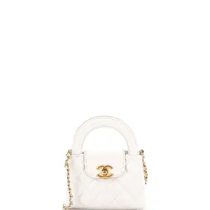 Pre-owned CHANEL material Messenger Bags Kelly Top Handle Shopping Bag Quilted Shiny Aged Calfskin Nano by Rebag