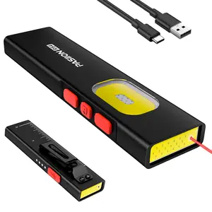 Rechargeable Red Beam EDC Flashlight, 1500 Lumens Flat Flashlights with Red&Blue Light– Small LED Flash Light, Multi-Color Side Lights, Magnetic Base, USB-C Charging, Dual Switch for Checking, Working, Emergency