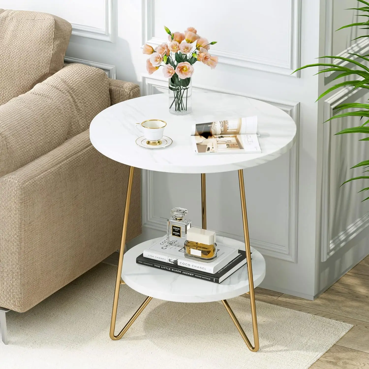 Tribesigns Modern Round End Table with shelf,Nightstand side Table Tribesigns Modern Round End Table with shelf,Nightstand side Table