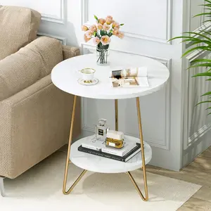 Tribesigns Modern Round End Table with shelf,Nightstand side Table